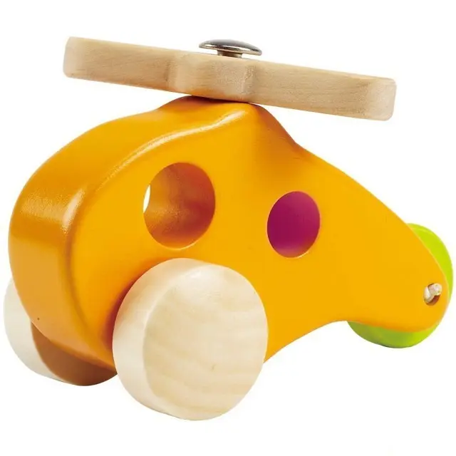 Vrtulník - Dřevěný žlutý na kolečkách (Hape)