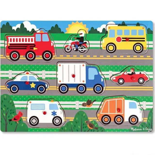 Puzzle vkládací - Dopravní prostředky, 8ks (M&D)