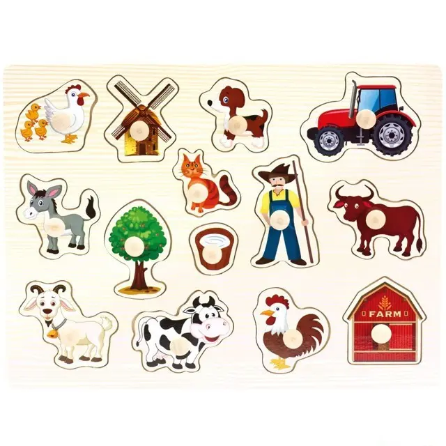 Bino Dřevěné puzzle - FARMA - 14 dílků
