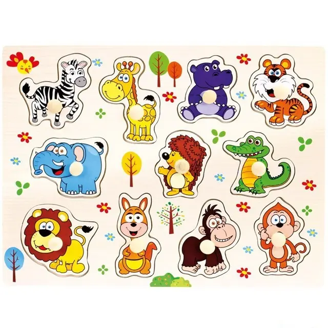 Bino Dřevěné puzzle - SAFARI - 11 dílků