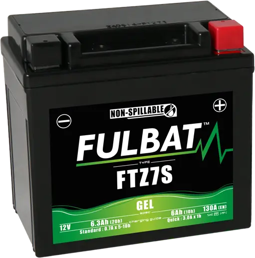FULBAT FTZ7S 12V 6Ah 130A (YTZ7S) 113x70x105mm P+ GEL bezúdržbová motobaterie (Gelový akumulátor (VRLA, AGM wet charged), značení JIS YTZ7S, 12V 6Ah)