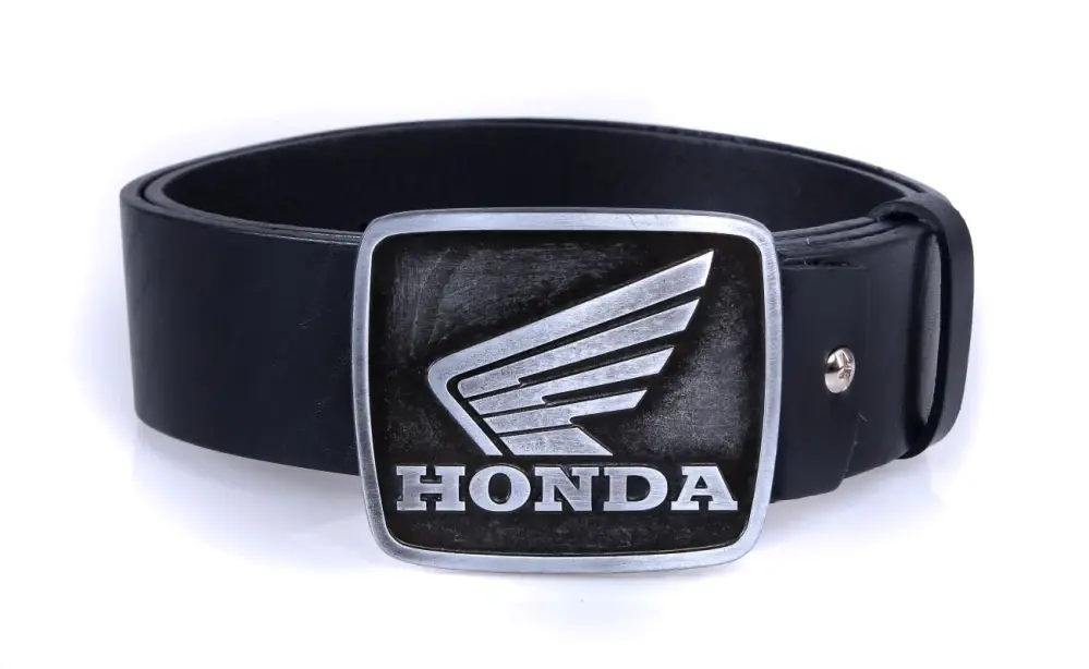 TXR Kožený opasek Honda 80 cm (Moto opasek s přezkou Honda, vyrobený z hovězí lícové kůže, zaručující dlouhou životnost.)