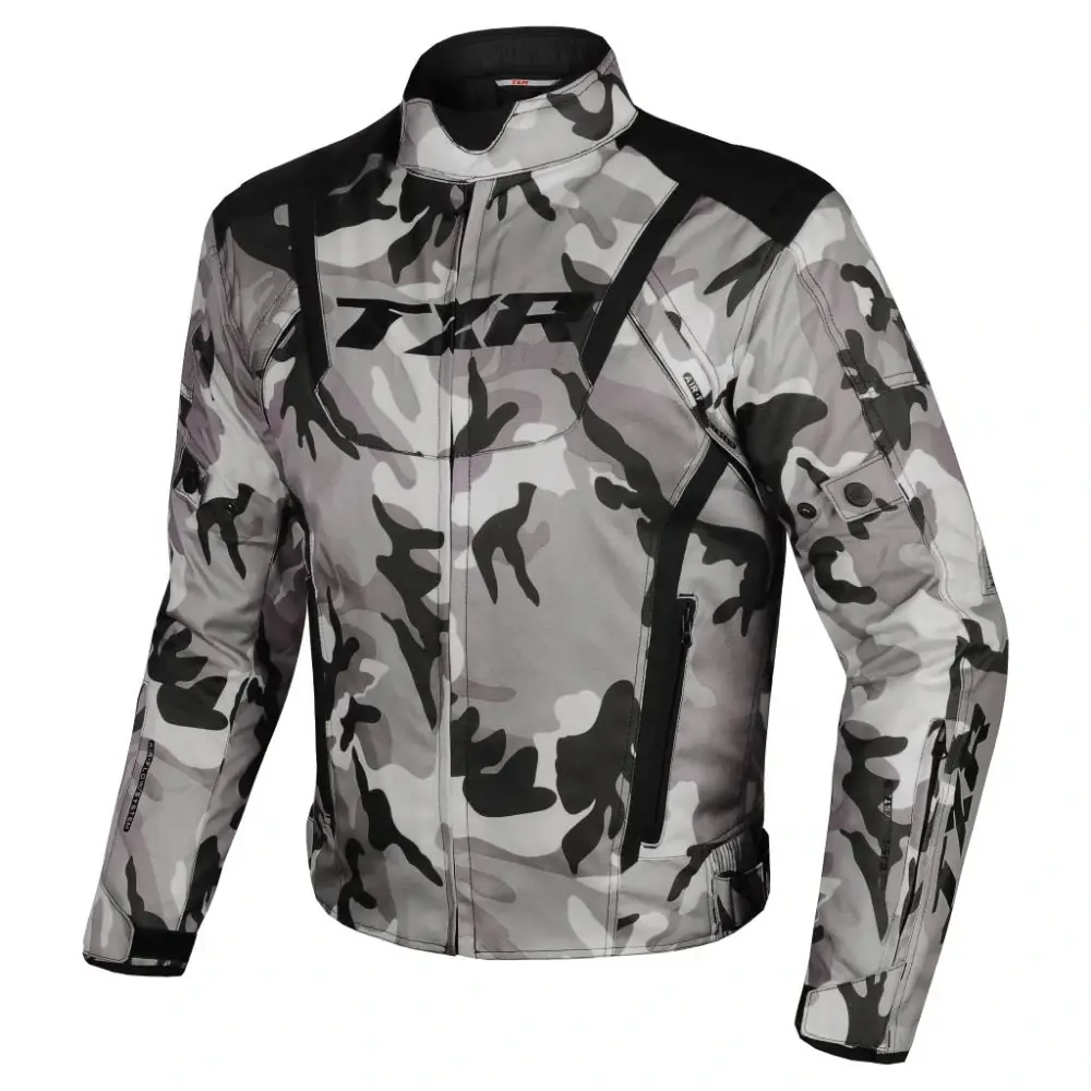 TXR Bunda na motorku Gunner Camo šedá XXL (Elegantní moto bunda Gunner s flexibilní panely pro maximální pohodlí a reflexními prvky.)