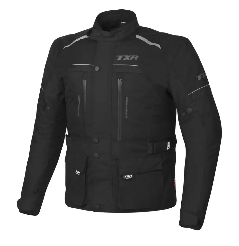 TXR Bunda na motorku Visper černá XXL (Polyester Textech 600 D, vyjímatelné homologované chrániče loktů a ramen, reflexní prvky 3M Scotchlite)