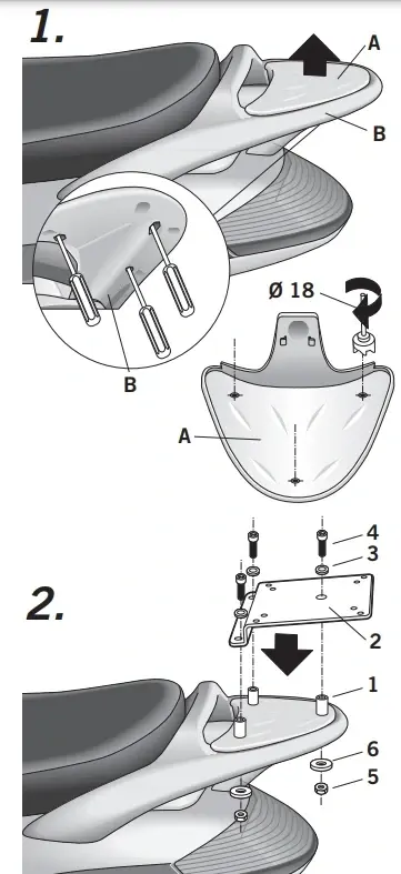 SHAD Montážní sada pro horní kufr Top master V0BV22ST PIAGGIO BEVERLY 125 / 200 '02 (Montážní sada pro horní kufr SHAD, vhodná pro všechny typy.)