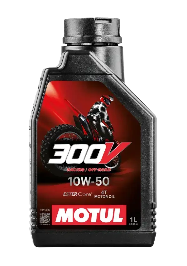 MOTUL Motorový olej 300V Factory Line Off Road 10W-50 - 1L (Závodní motorový olej 4T vyvinutý pro tovární a vysoce výkonné sériové terénní motocykly)
