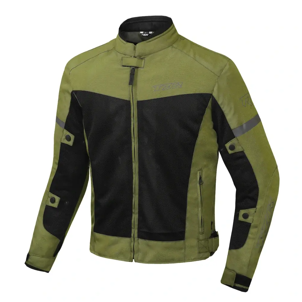 TXR Bunda na motorku Summer khaki L (Letní bunda na motorku z odolného materiálu s reflexními prvky. Včetně chráničů loktů a ramen.)