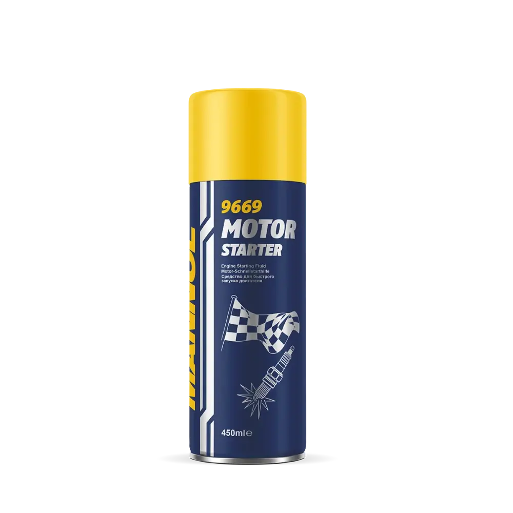 MANNOL 9669 Motor Starter (startovací sprej) - 450ml (Sprej pro snadné startování benzinových a naftových motorů v mrazu a vlhku)