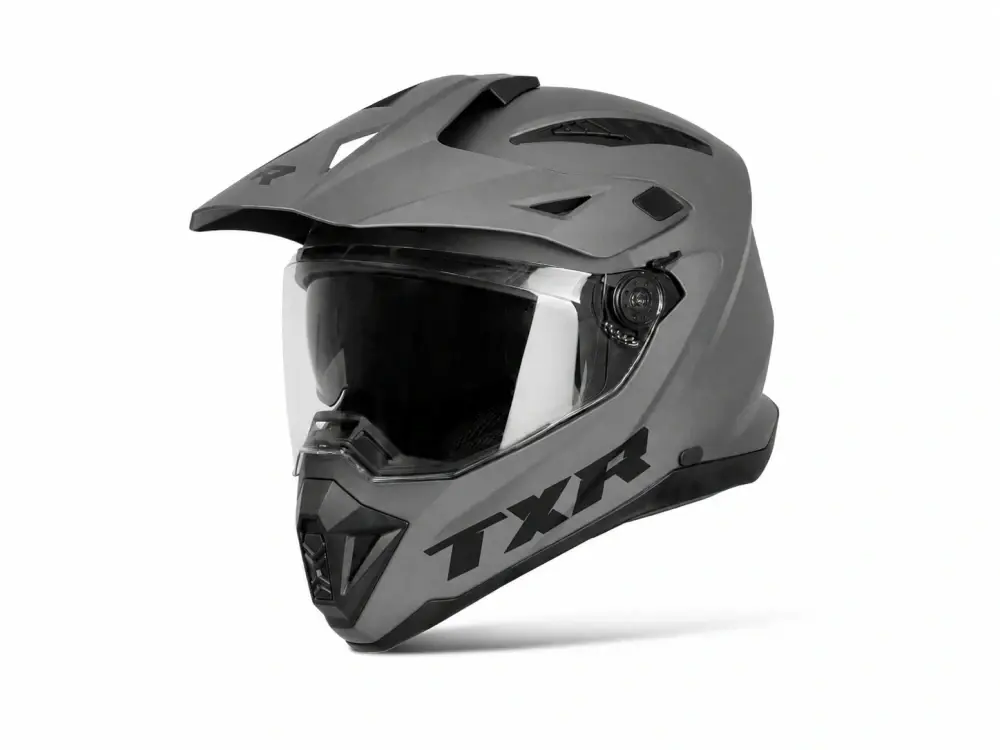 TXR Enduro přilba Explorer titanová S (Čiré polykarbonátové plexi s UV filtrem a odolností proti poškrábání; Emergency Release System (rychlé vyjmutí)