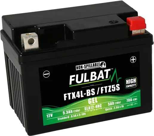FULBAT FTX4L-BS/FTZ5S 12V 5Ah 70A (YTX4L-BS/YTZ5S) 113x70x85mm P+ GEL bezúdržbová motobaterie
