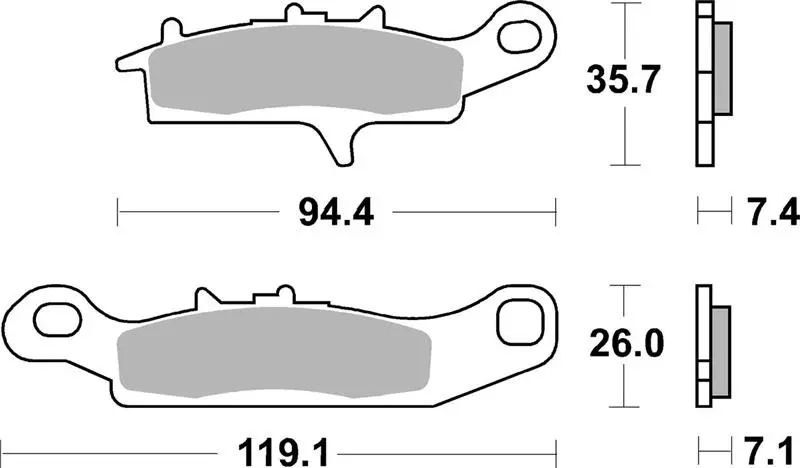 SBS brzdové destičky KH342 OFF-ROAD sintrované barva zlatá KAWASAKI KFX 450 07-15, KVF 650 BRUTE FORCE 05-11, PRAIRE 01-03, HFX 700 V-FORCE 04-13,