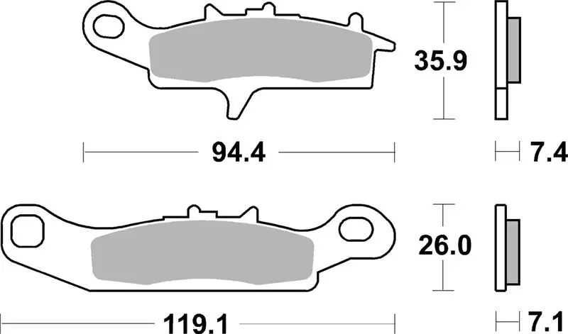 SBS brzdové destičky KH349 OFF-ROAD sintrované barva zlatá KAWASAKI KFX 450 07-15, KVF 650 BRUTE FORCE 05-11, PRAIRE 01-03, HFX 700 V-FORCE 04-13,