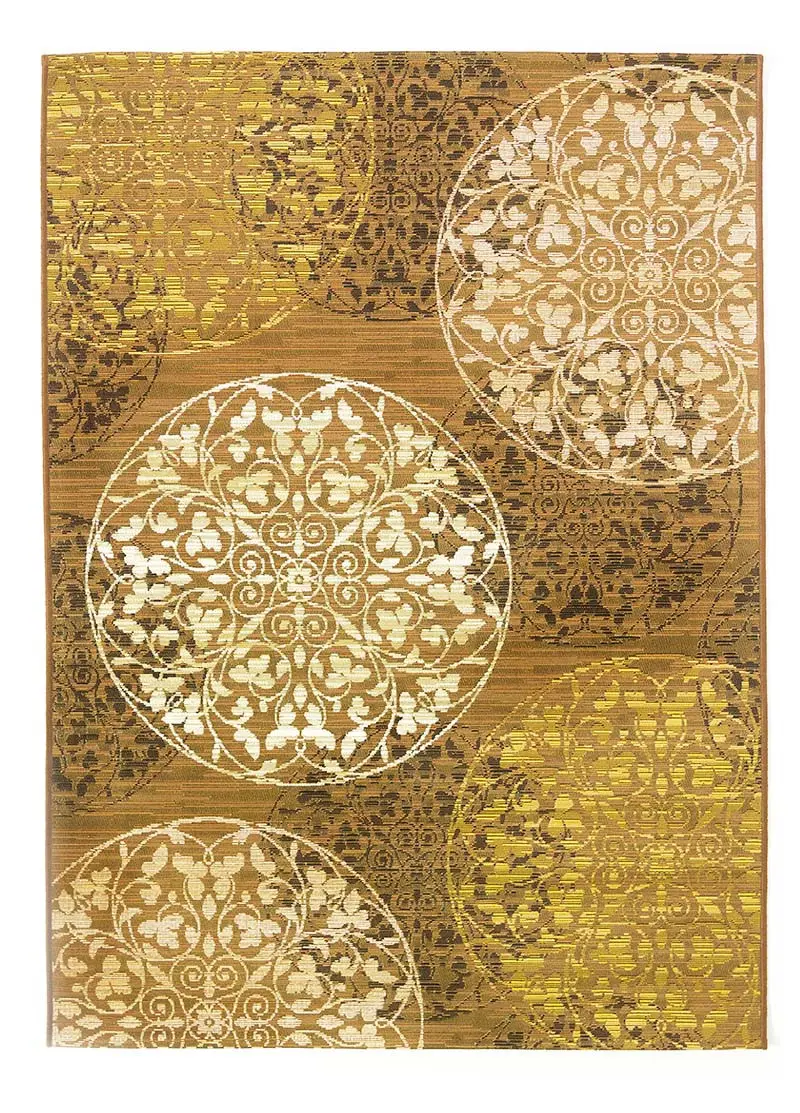 Oriental Weavers, Kusový koberec Zoya 128 N – na ven i na doma, 80x165, žlutá, chodba / předsíň
