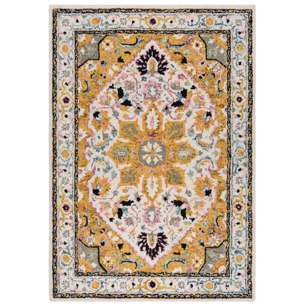 Flair Rugs, Kusový koberec Wool Loop Dahlia Yellow/Multi, 200x290, žlutá, ložnice