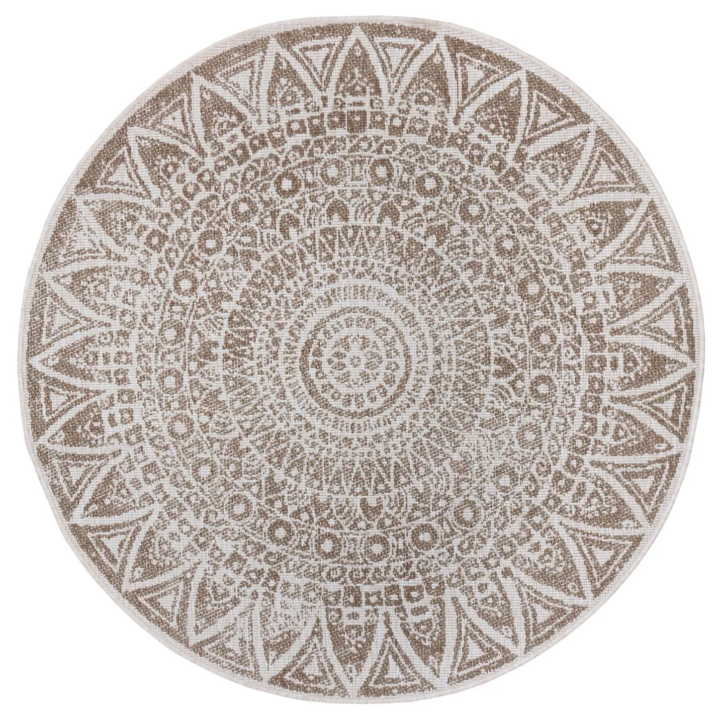 MK Original: Produkty s rodokmenem, Kusový koberec Mujkoberec Original Nora 105453 Linen kruh – na ven i na doma, 200x200 (průměr) kruh, hnědá, chodba / předsíň