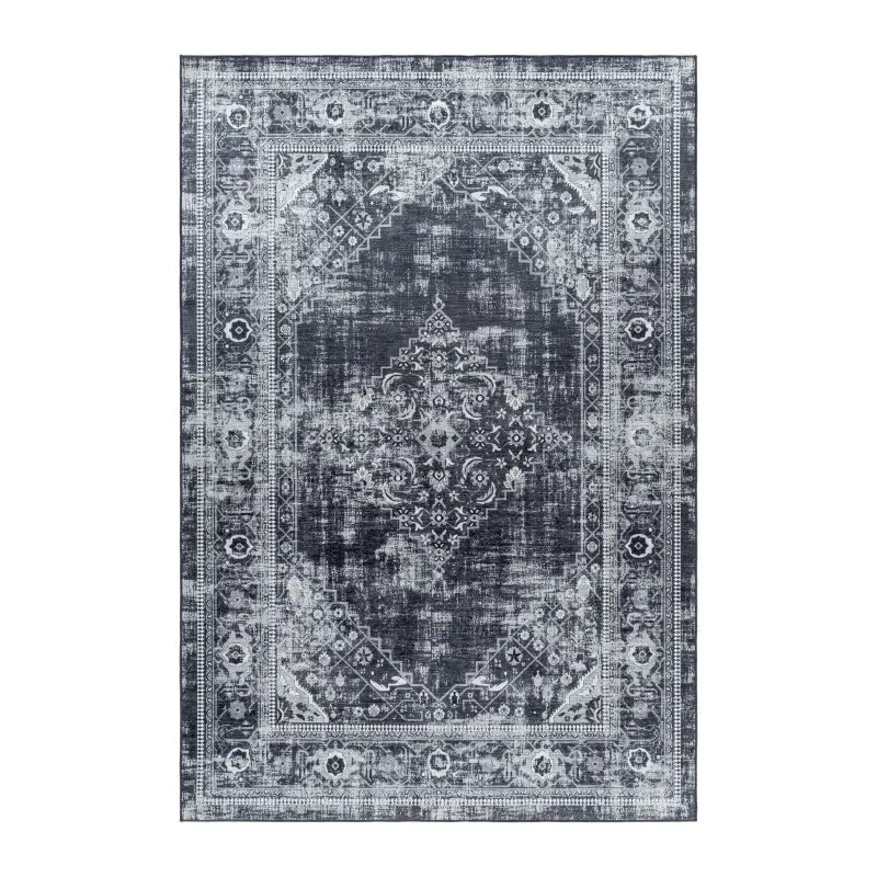 Ayyildiz, Kusový koberec Fiesta 4301 black, 140x200, černobílá, chodba / předsíň