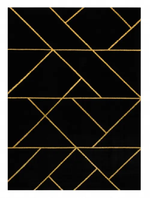 Dywany Łuszczów, Kusový koberec Emerald geometric 1012 black and gold, 160x220, černá, chodba / předsíň