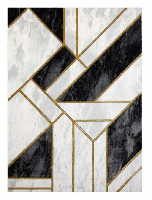 Dywany Łuszczów, Kusový koberec Emerald 1015 black and gold, 140x190, černobílá, kancelář