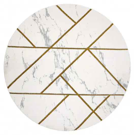 Dywany Łuszczów, Kusový koberec Emerald geometric 1012 cream and gold kruh, 120x120 (průměr) kruh, bílá, ložnice