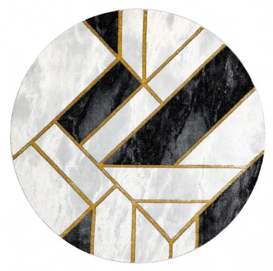 Dywany Łuszczów, Kusový koberec Emerald 1015 black and gold kruh, 120x120 (průměr) kruh, černobílá, ložnice
