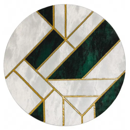 Dywany Łuszczów, Kusový koberec Emerald 1015 green and gold kruh, 160x160 (průměr) kruh, zelená, ložnice