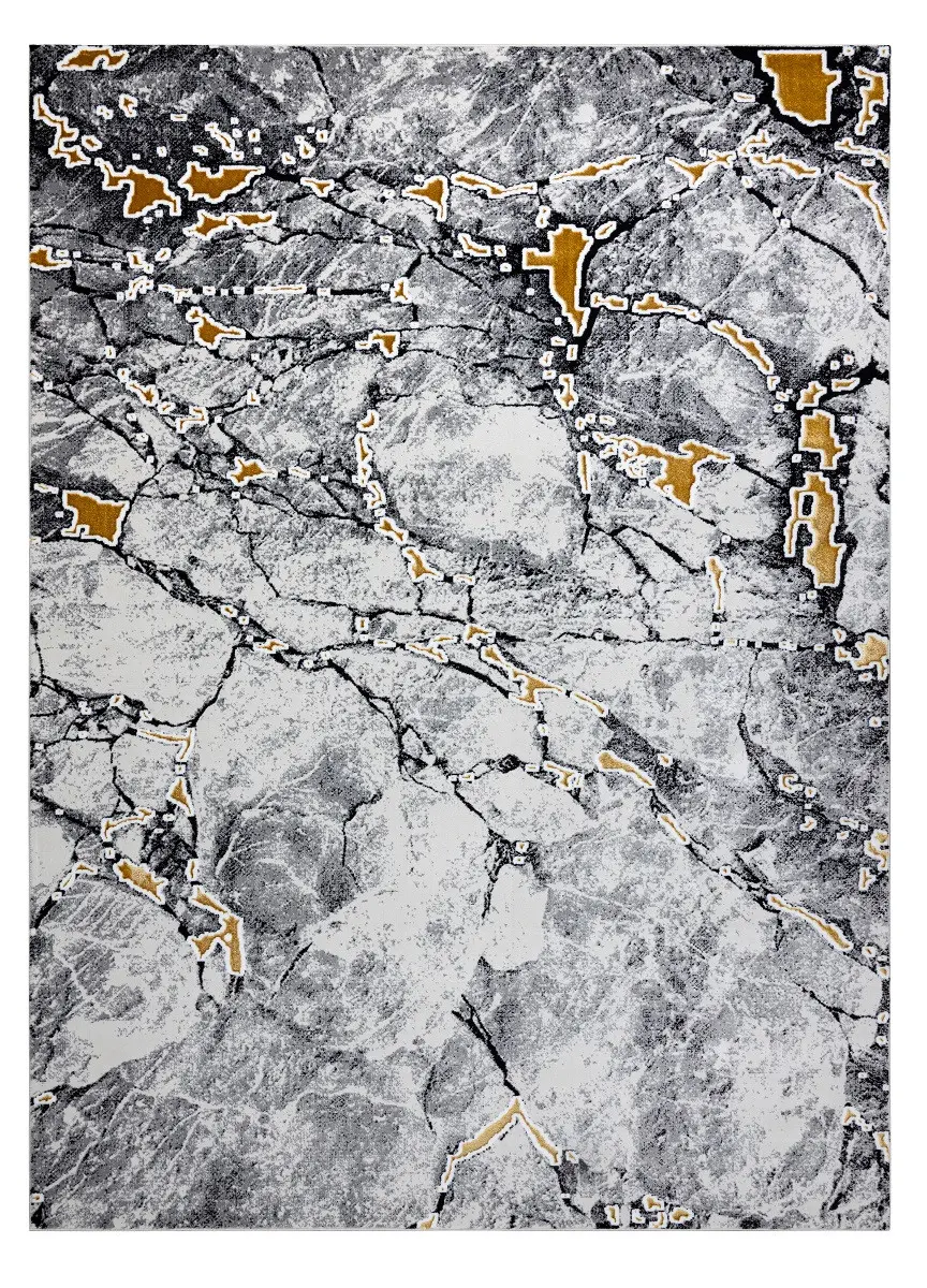 Dywany Łuszczów, Kusový koberec Gloss 528A 58 3D mramor ivory/black, 80x150, šedá, kancelář