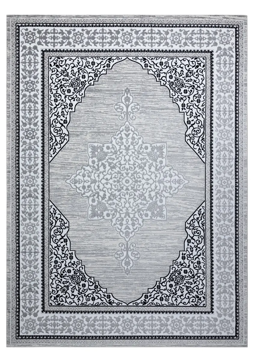 Dywany Łuszczów, Kusový koberec Gloss 8490 52 Ornament ivory/grey, 80x150, šedá, chodba / předsíň