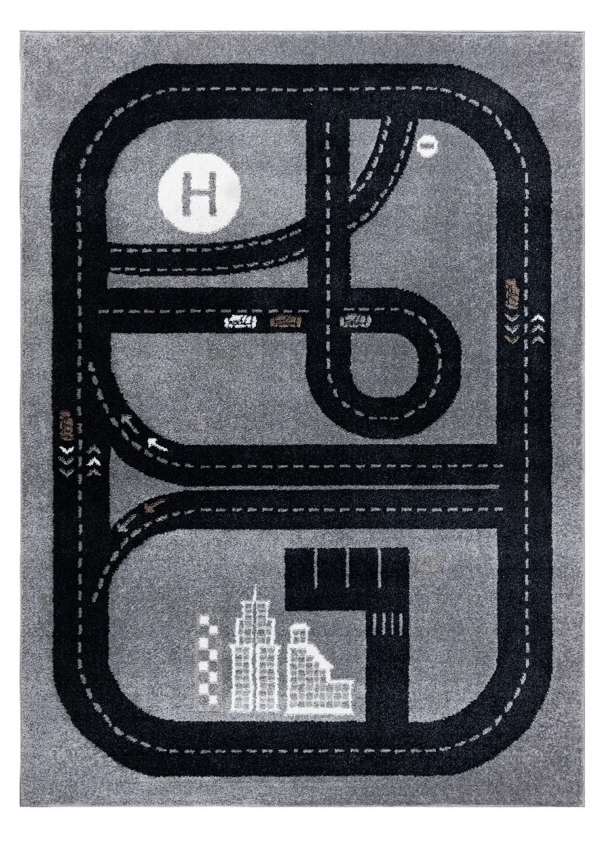 Dywany Łuszczów, Dětský kusový koberec Fun Track grey, 140x190, šedá, dětský pokoj