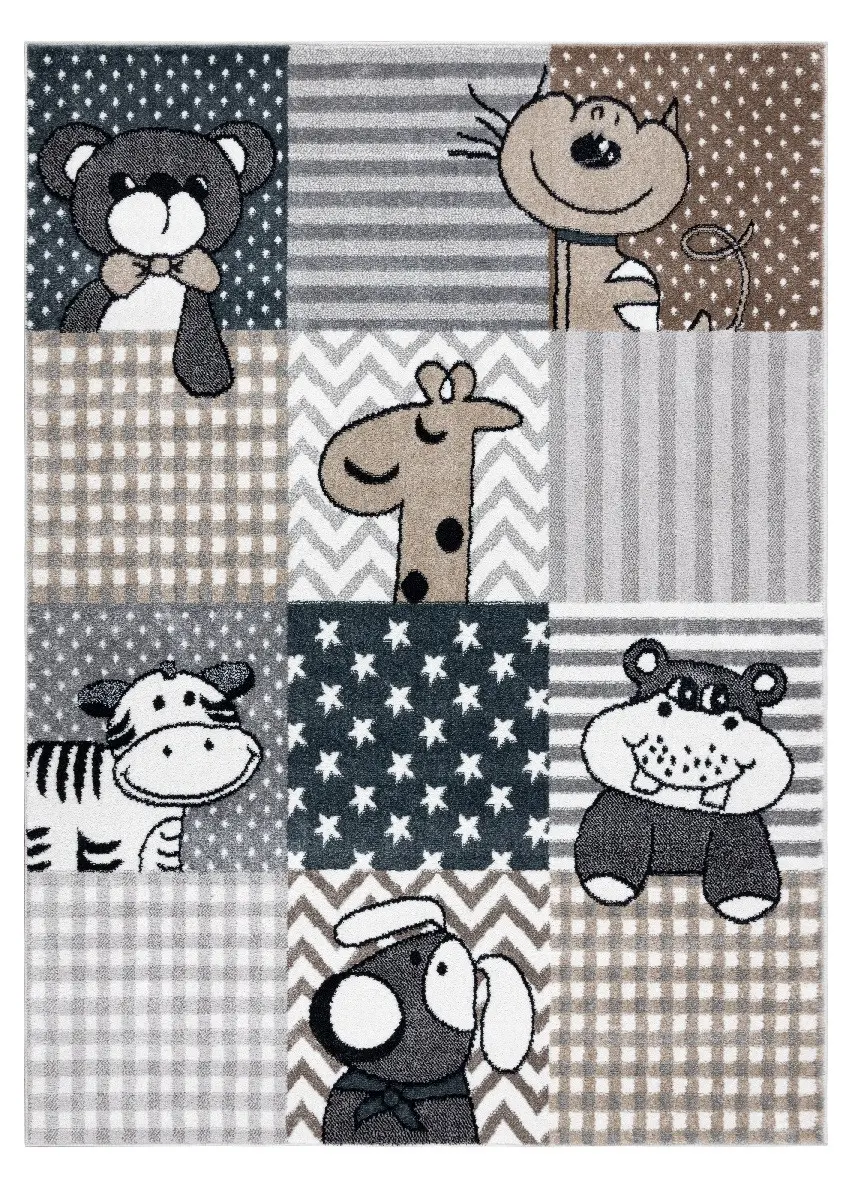 Dywany Łuszczów, Dětský kusový koberec Fun Pets grey, 80x150, šedá, dětský pokoj