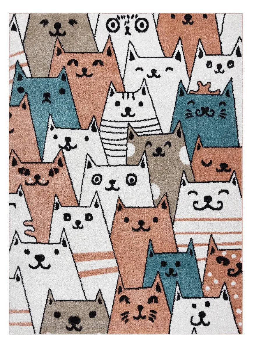 Dywany Łuszczów, Dětský kusový koberec Fun Gatti Cats pink, 120x170, vícebarevná, dětský pokoj