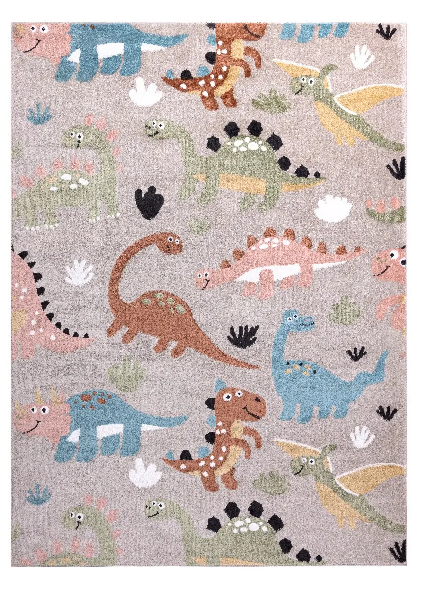 Dywany Łuszczów, Dětský kusový koberec Fun Dino beige, 120x170, vícebarevná, dětský pokoj