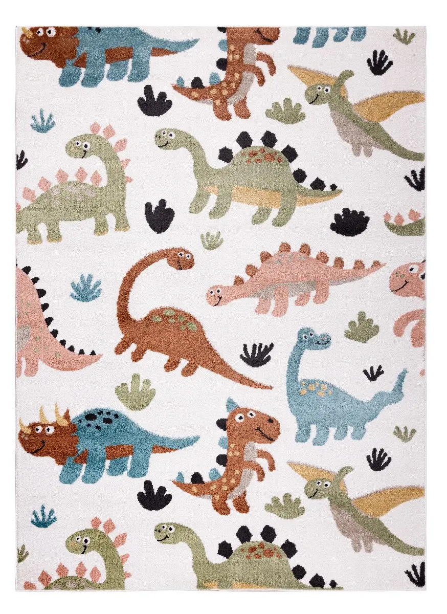 Dywany Łuszczów, Dětský kusový koberec Fun Dino cream, 200x290, vícebarevná, dětský pokoj