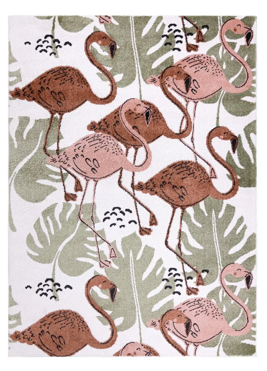 Dywany Łuszczów, Dětský kusový koberec Fun Flami Flamingos cream, 120x170, vícebarevná, dětský pokoj