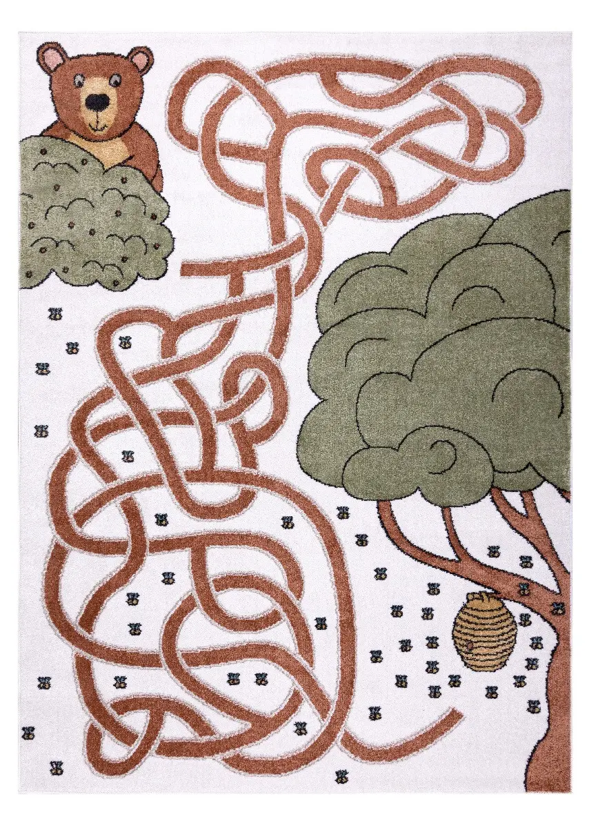 Dywany Łuszczów, Dětský kusový koberec Fun Honey with Bear cream, 160x220, hnědá, dětský pokoj