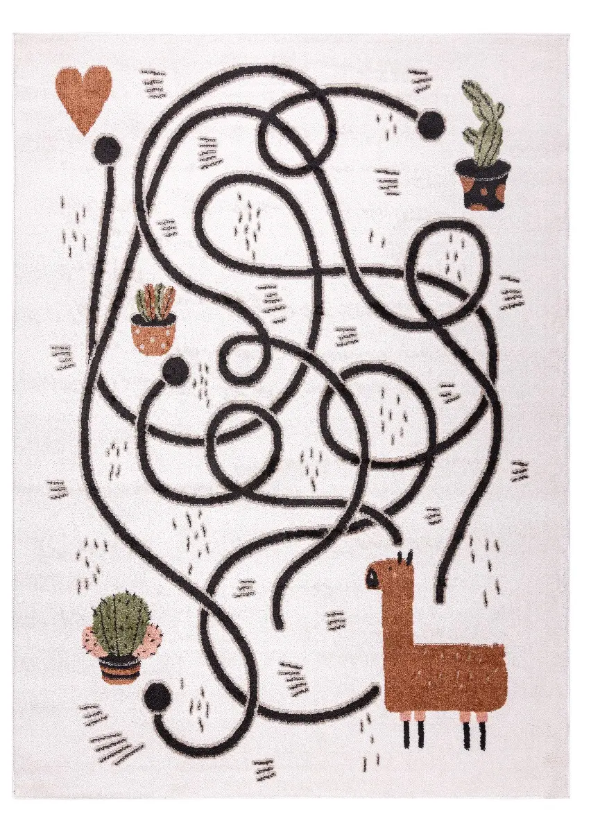 Dywany Łuszczów, Dětský kusový koberec Fun Game llama cream, 160x220, bílá, dětský pokoj