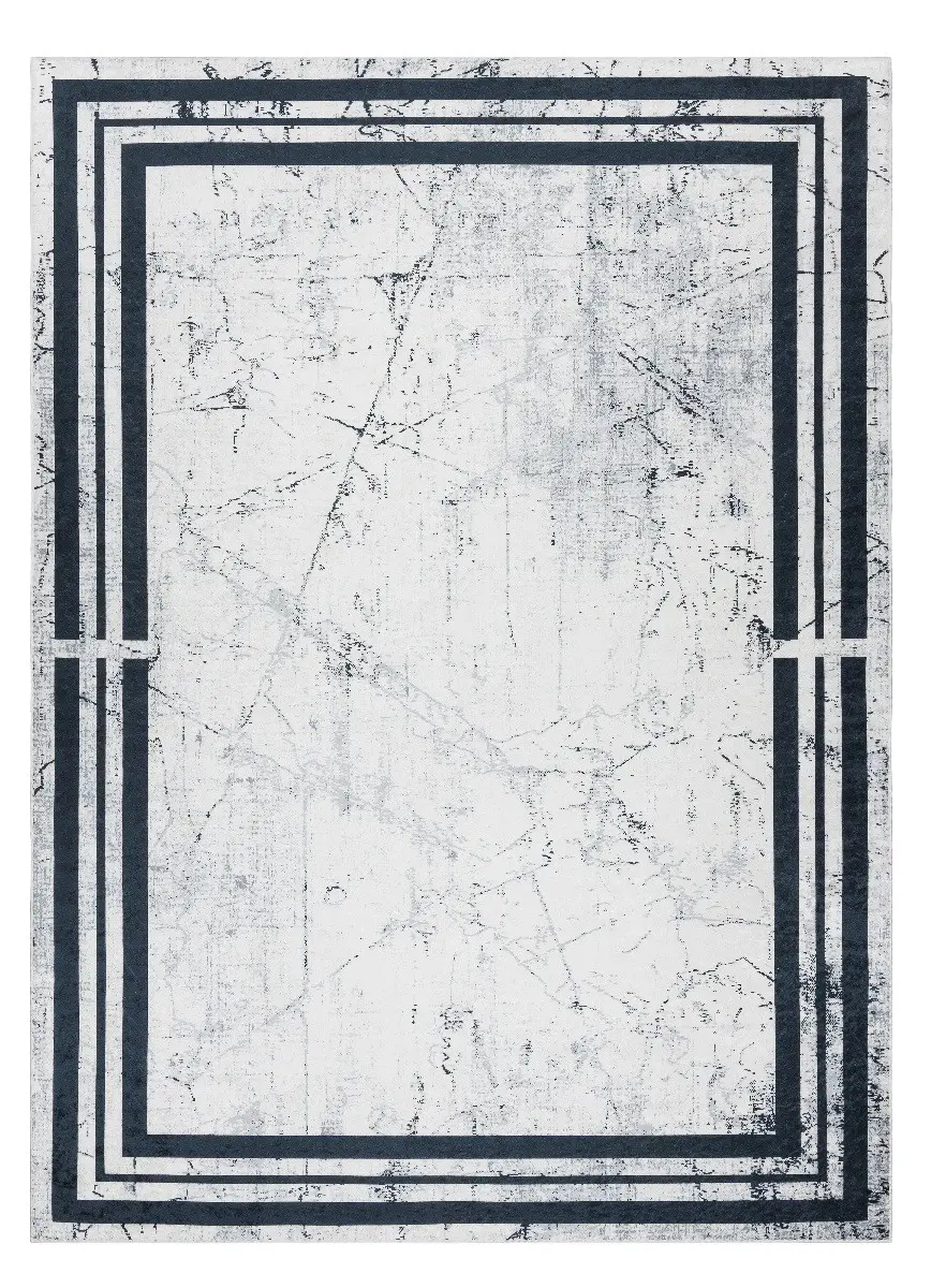 Dywany Łuszczów, Kusový koberec ANDRE Frame 1023, 160x220, bílá, šedá, chodba / předsíň
