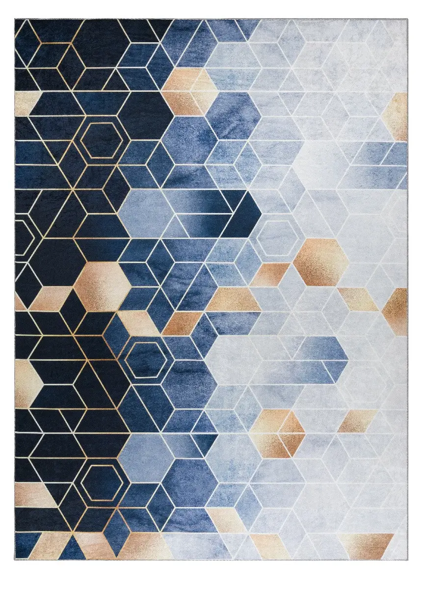 Dywany Łuszczów, Kusový koberec ANDRE Geometric 1216, 80x150, modrá, chodba / předsíň