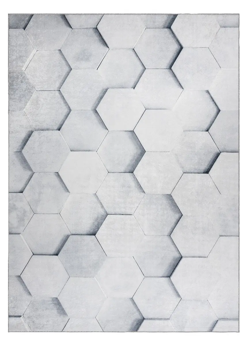 Dywany Łuszczów, Kusový koberec ANDRE Hexagon 3D 1180, 120x170, šedá, chodba / předsíň