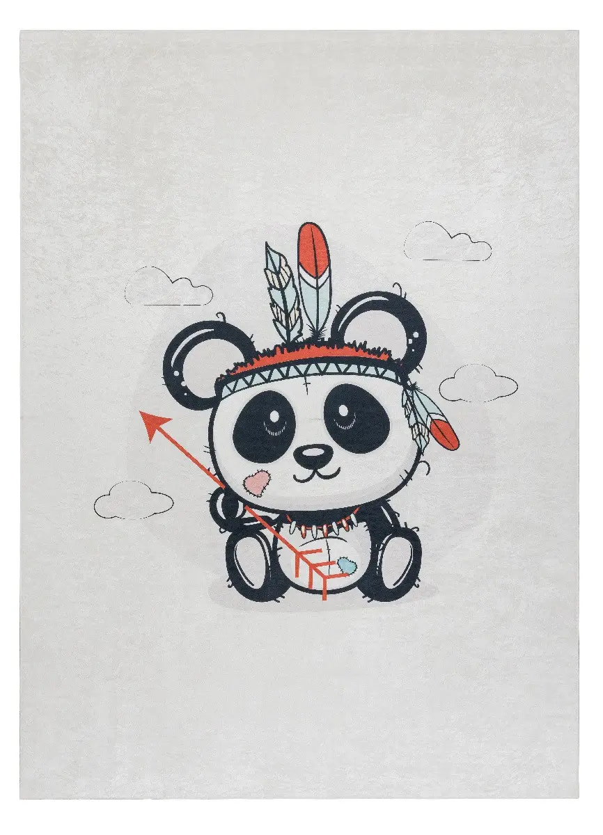 Dywany Łuszczów, Dětský kusový koberec Bambino 1129 Panda cream, 80x150, černobílá, dětský pokoj