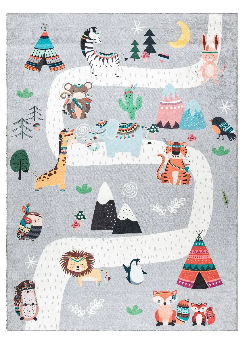 Dywany Łuszczów, Dětský kusový koberec Bambino 2160 Indian grey, 80x150, vícebarevná, dětský pokoj