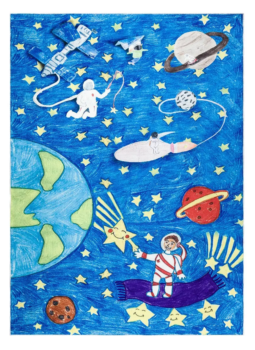 Dywany Łuszczów, Dětský kusový koberec Bambino 2265 Rocket Space blue, 120x170, modrá, dětský pokoj