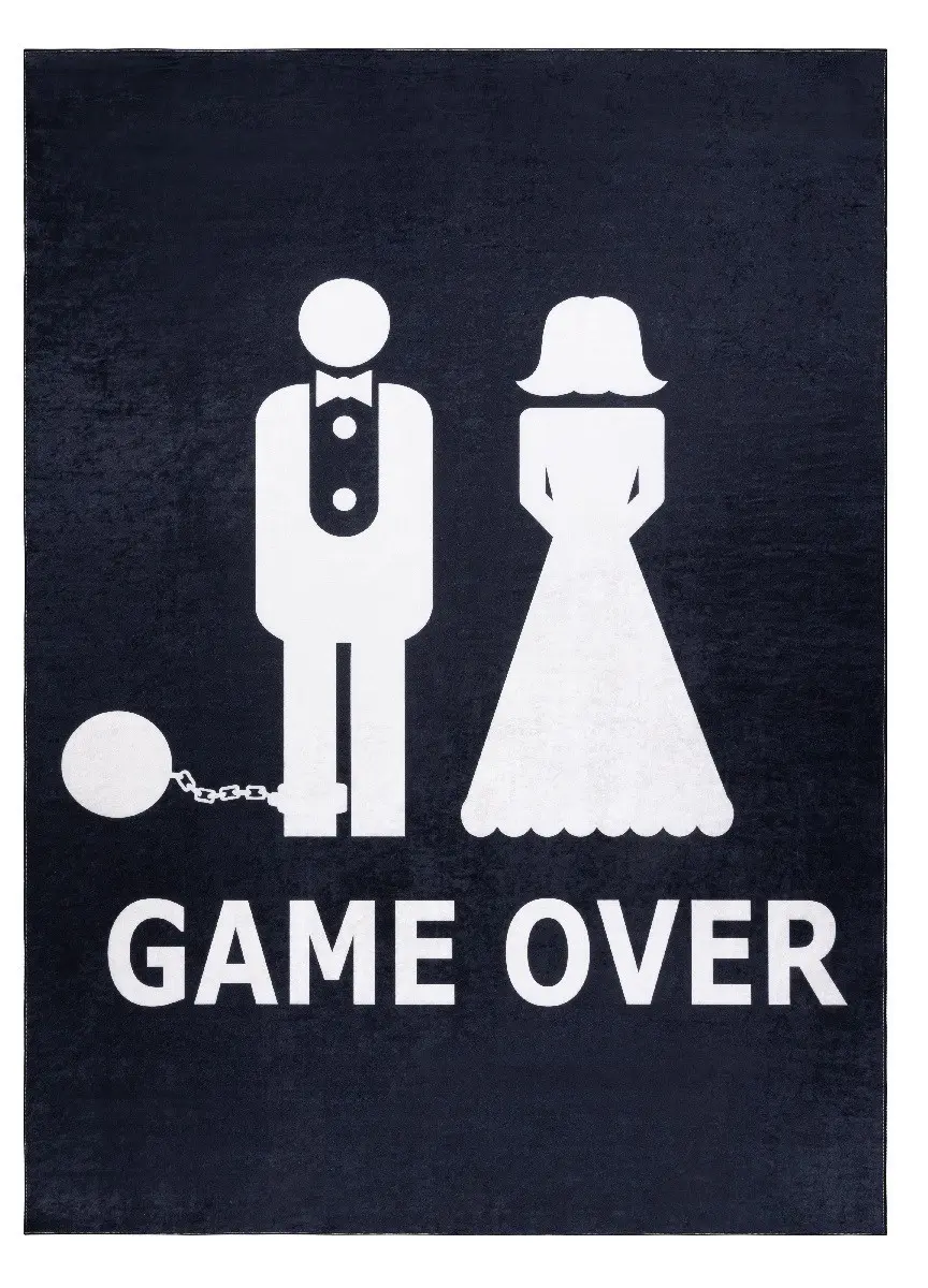 Dywany Łuszczów, Kusový koberec Bambino 2104 Game Over black, 120x170, černobílá, chodba / předsíň