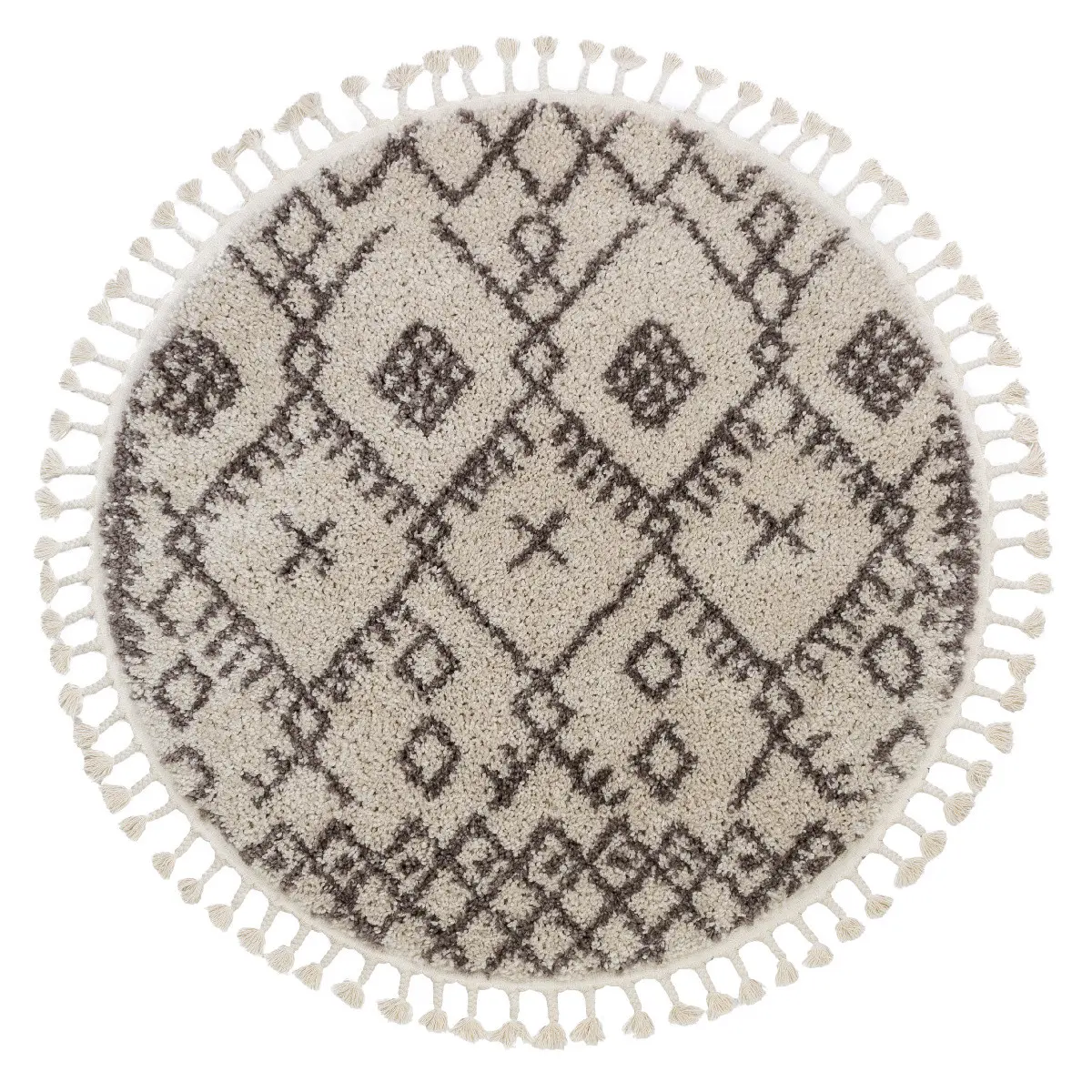 Dywany Łuszczów, Kusový koberec Berber Tanger B5940 cream and brown kruh, 120x120 (průměr) kruh, hnědá, obývací pokoj