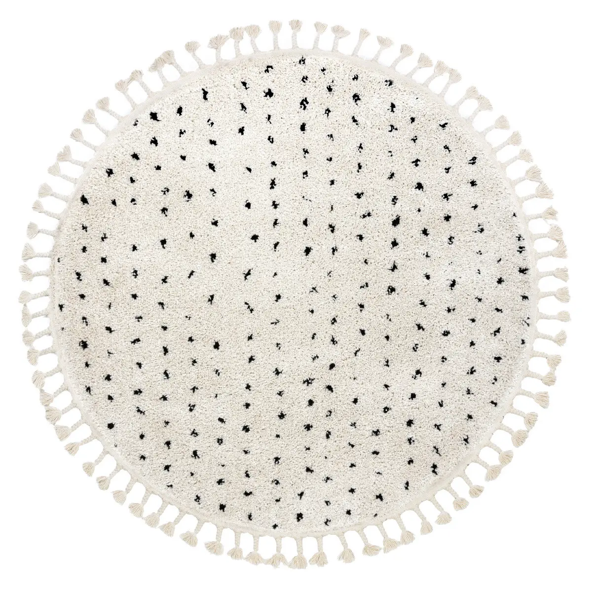 Dywany Łuszczów, Kusový koberec Berber Syla B752 dots cream kruh, 120x120 (průměr) kruh, bílá, chodba / předsíň