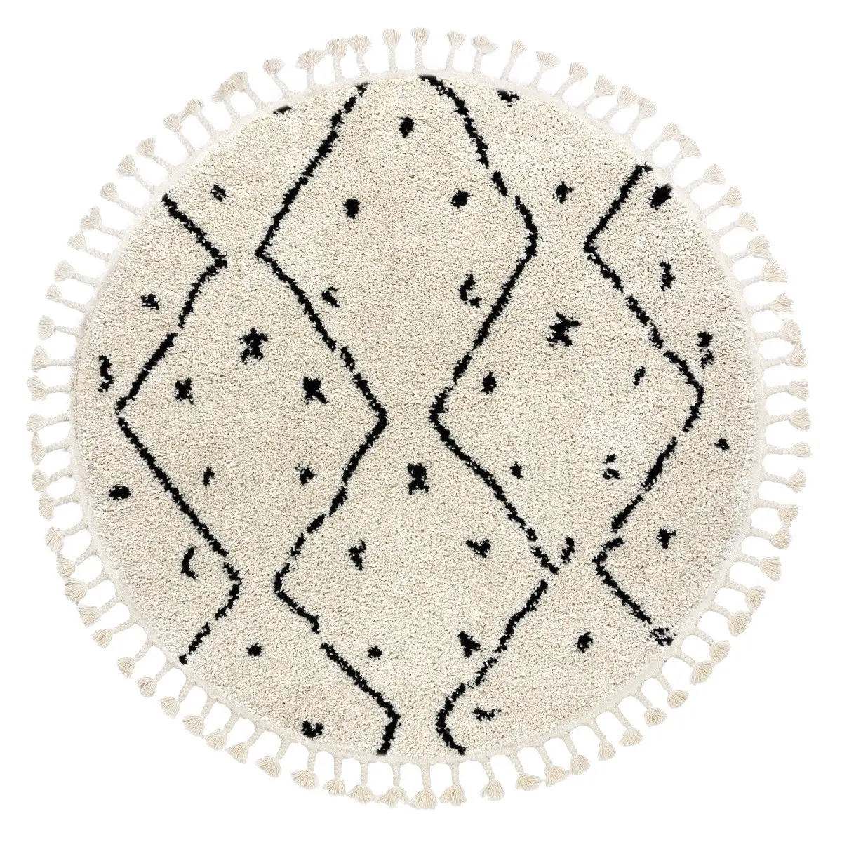Dywany Łuszczów, Kusový koberec Berber Tetuan B751 cream kruh, 120x120 (průměr) kruh, bílá, ložnice