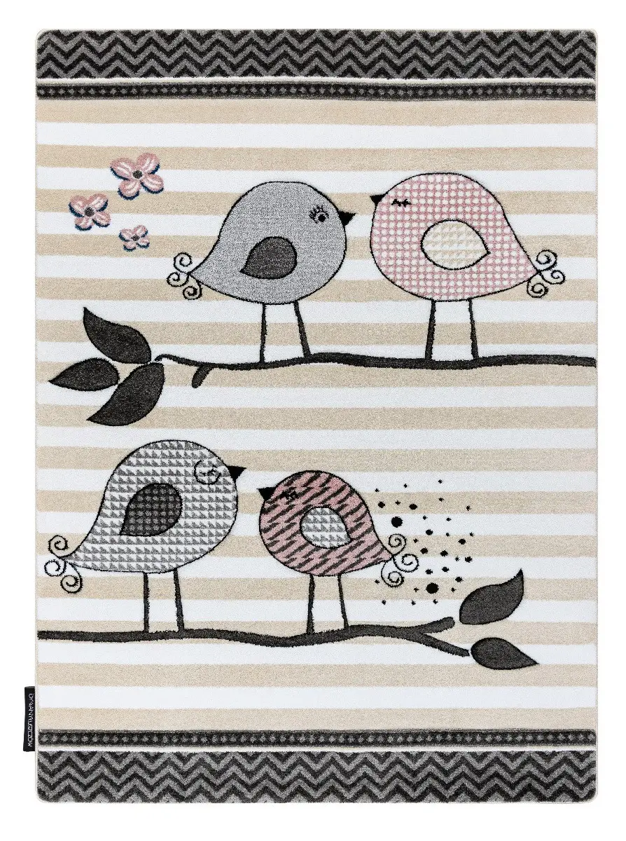 Dywany Łuszczów, Dětský kusový koberec Petit Birds cream, 120x170, šedá, dětský pokoj