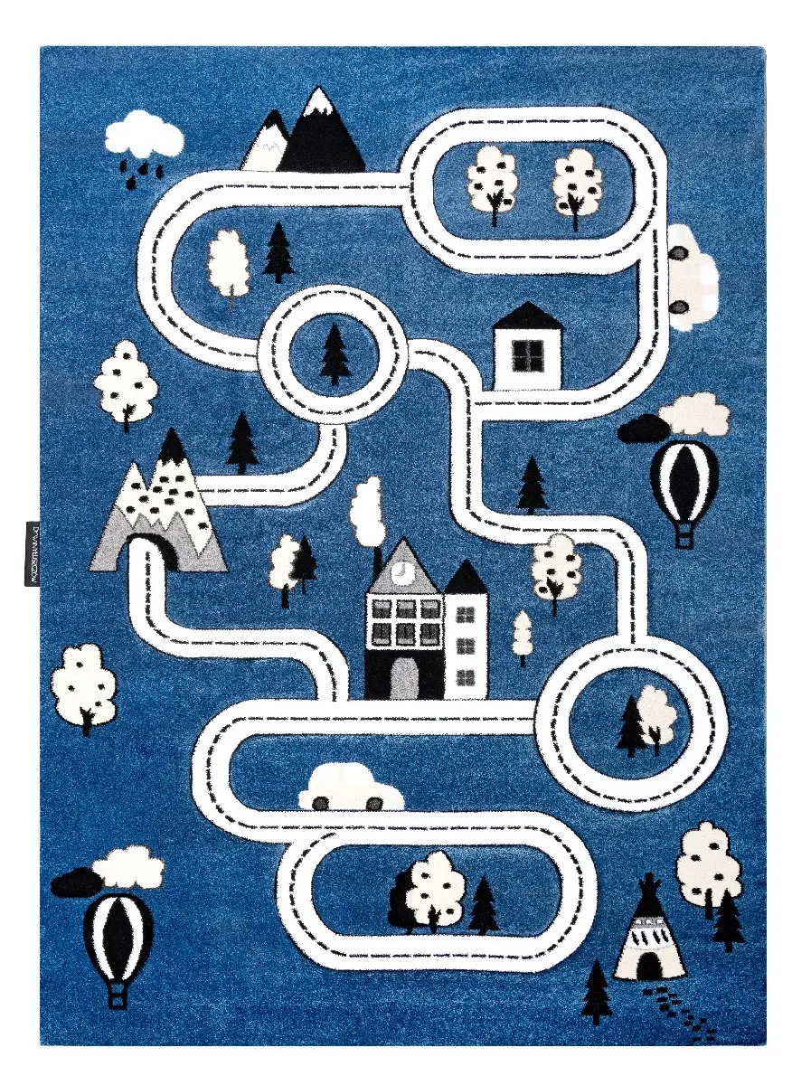 Dywany Łuszczów, Dětský kusový koberec Petit Town streets blue, 200x290, modrá, dětský pokoj