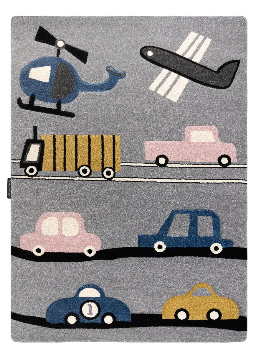 Dywany Łuszczów, Dětský kusový koberec Petit Toys cars grey, 140x190, šedá, dětský pokoj