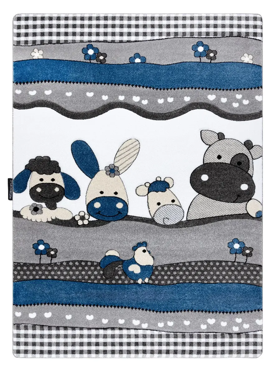Dywany Łuszczów, Dětský kusový koberec Petit Farm animals blue, 200x290, modrá, dětský pokoj
