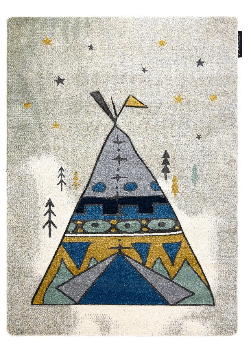 Dywany Łuszczów, Dětský kusový koberec Petit Tipi grey, 140x190, modrá, dětský pokoj